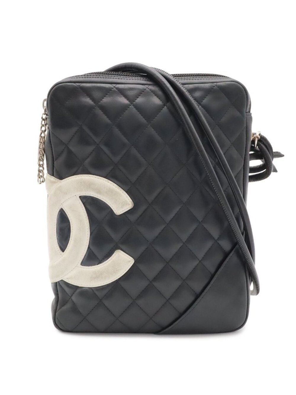 Chanel Cambon Line CC Logo Medium Pochette Shoulder Bag Crossbody Soft Calfskin